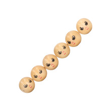 30 Stück Holzperlen mit Smiley-Gesichtern Holzfarbton rund DIY