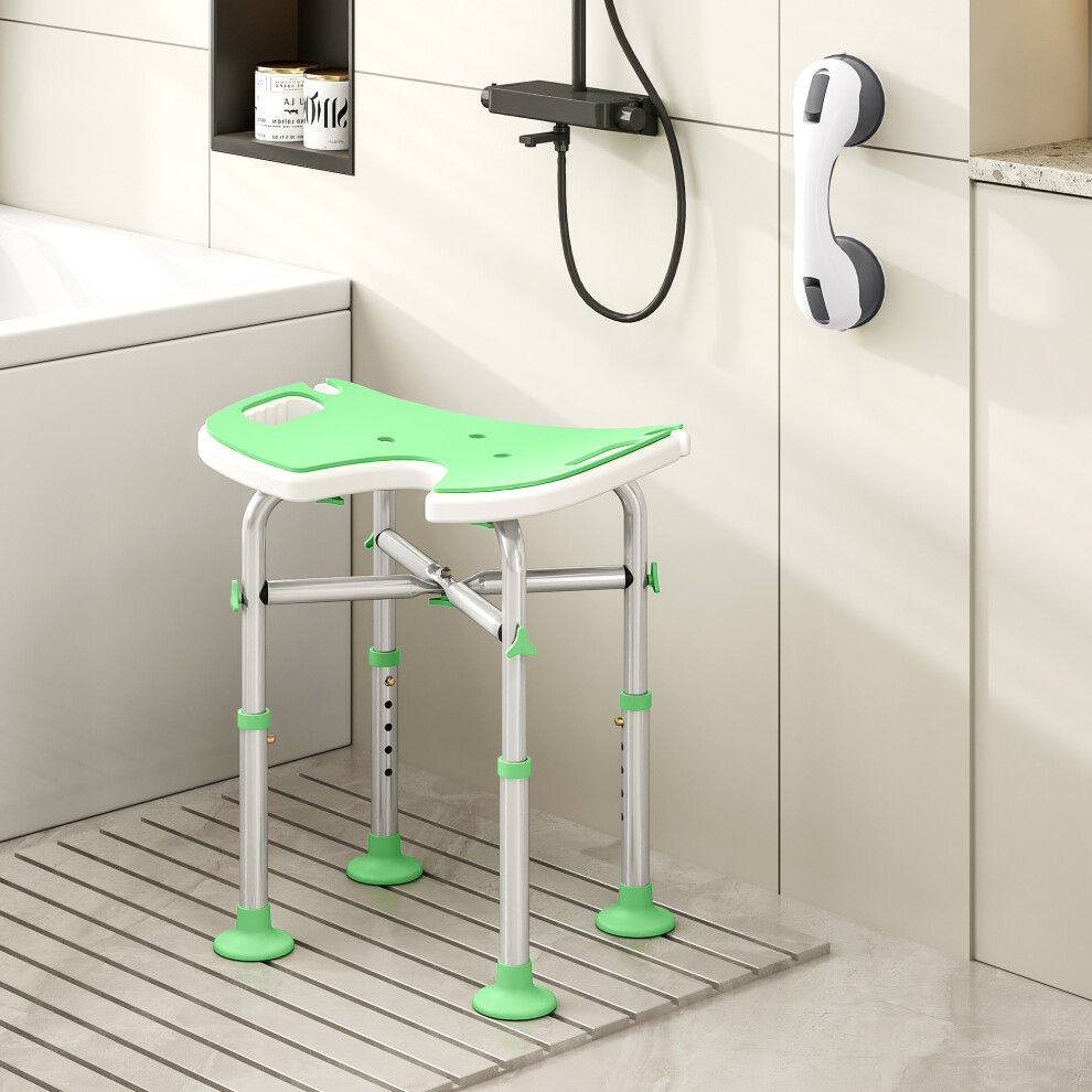 Homcom Green Aluminium Shower Stool For Elderly Disabled Non-Slip Bath Stool