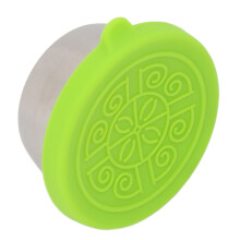 Recipiente para aceite esencial de 50 ml, acero inoxidable, tapa verde.