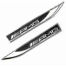 2 x AMG Kotflügel-Seitenwandaufkleber aus Metall, schwarz - passend für alle Mercedes-Modelle AMG W176