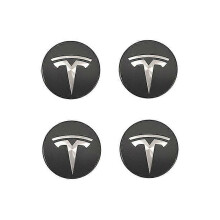 Suitable For Tesla Tesla Model 3 Wheel Center Cover Logo - Dark Gray Silver Logo (four Packs)