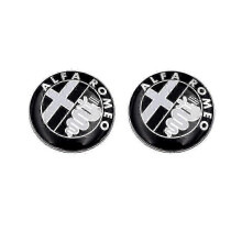 2 stuks Alfa Romeo Wapenschild Zwart Logo 74mm Voor Motorkap Achter Embleem Zwart 147 156 159 Brera