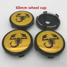 (60mm tappo giallo 2) 4 pezzi 56mm 60mm Abarth auto coprimozzo distintivo emblema adesivo styling compatibile