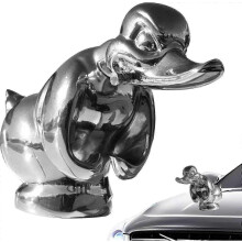 (silver) Angry Duck Hood Ornament, Legering 3D Rolig Anka Hood Ornament Bilhuv Ornament Arg Gummi
