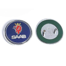 (Bak blå 1 st) 68 mm 2 3-stifts Saab bil motorhuv motorhuvslogotyp bak bagageutrymme stötfånga