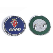 (Bak blå 1 st) 68 mm 2 3-stifts Saab bil motorhuv motorhuvslogotyp bak bagageutrymme stötfånga