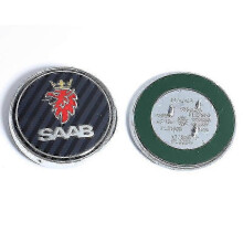 (Fram Kolfiber 1 st) 68 mm 2 3-stifts Saab-bil framhuv motorhuvslogotyp bak bagagerum stötfångar