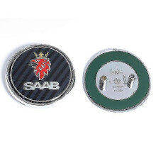 (Bak kolfiber 1 st) 68 mm 2 3-stifts Saab bil motorhuv motorhuvslogotyp bak bagageutrymme stötfångar