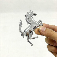 (Höger) För Ferrari Metall Krom Silver Gyllene Rinnande Häst Bakre Bagageskärm Emblem Badge Klisterm