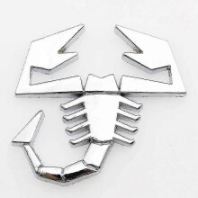 (Silver-xZ D) 3D-metall Abarth Scorpion-logotyp bilskärmens sidoklistermärke bak emblem kreativ dekoratio