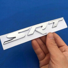 (silver) Metall Auto Car Styling SRT Front Grill Grill Badge Emblem Sticker Passar Kompatibel med Laddare
