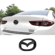 (Bak svart) Bil framgrill emblem bagageutrymme emblem för Mazda 3 Axela 2020 rattklistermärke kolfiber