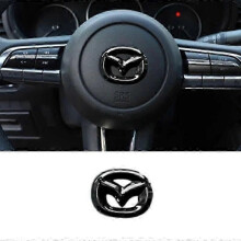 (Styrning svart) Bilgrill emblem bagageutrymme emblem för Mazda 3 Axela 2020 rattklistermärke kolfiber