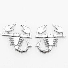 (Silver-xZ x) 3D-metall Abarth Scorpion-logotyp bilskärmens sidoklistermärke bak emblem kreativ dekoratio