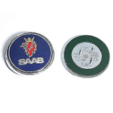 (Fram Blå 1 st) 68 mm 2 3-stifts Saab bil framhuv motorhuv logotyp bak bagageutrymme stötfånga