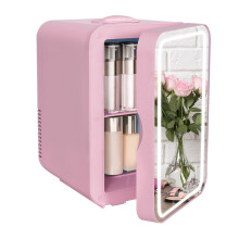 (8L Pink) LED Mirror Mini Fridge Portable Ice Box 4/8/10L UK