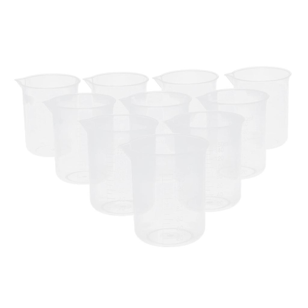 10 Pieces Lab Plastic Graduated Measuring Beaker Liquid Cup Container-image-OPC-PJJPSGH-NEW