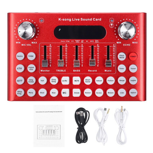 (Black) Live Sound Card Webcast Headset Mic Voice Control Bluetooth for Phone Computer 1
