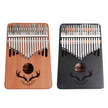 (Wood) 17 Key Mahogany Kalimba Extra Sound Holes Design Finger Thumb Piano Mbira Musical Instrument With Tuner Hammer Piano Bag
