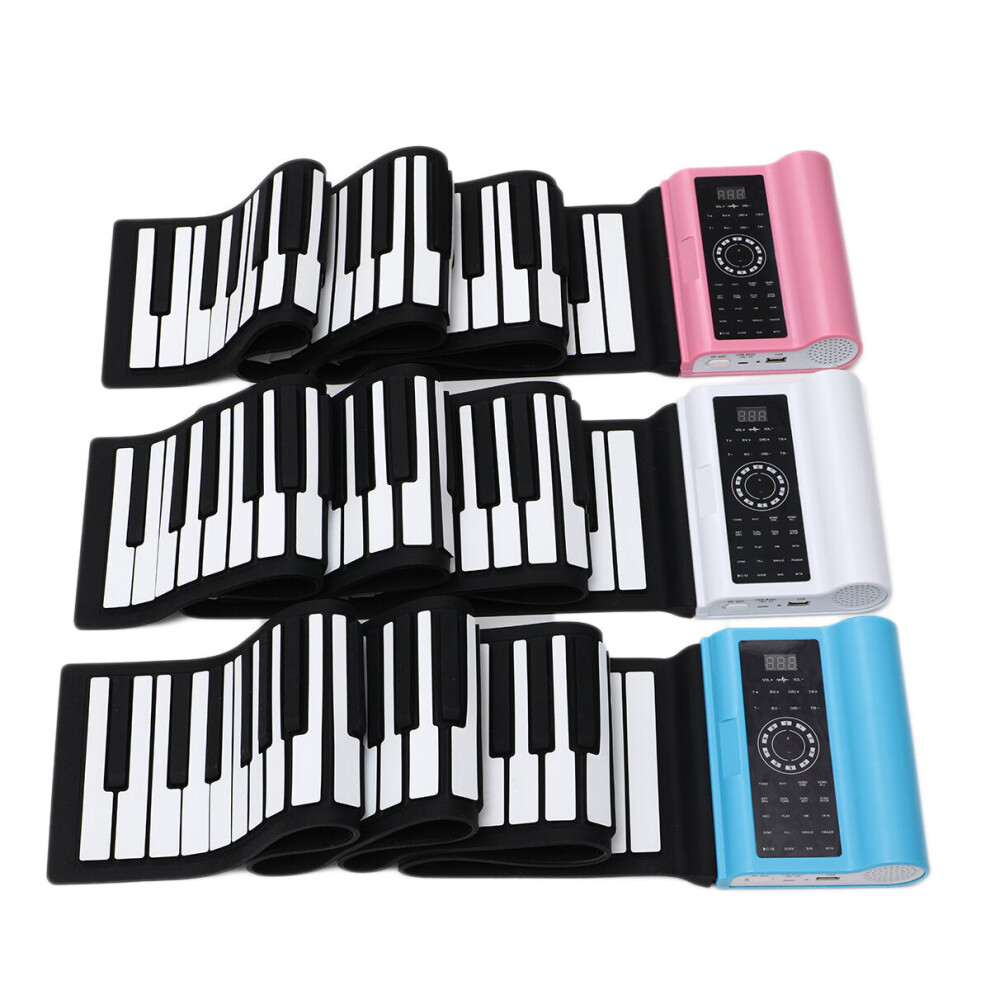 (White) Electronic Hand Roll 88 Key Piano with Bluetooth and Dual Speaker