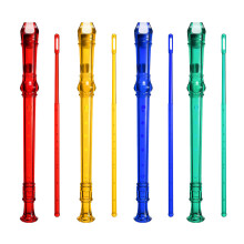 (Orange) 1 Pcs 8 Holes Transparent Plastic Clarinet Soprano Recorder Student School Supplies