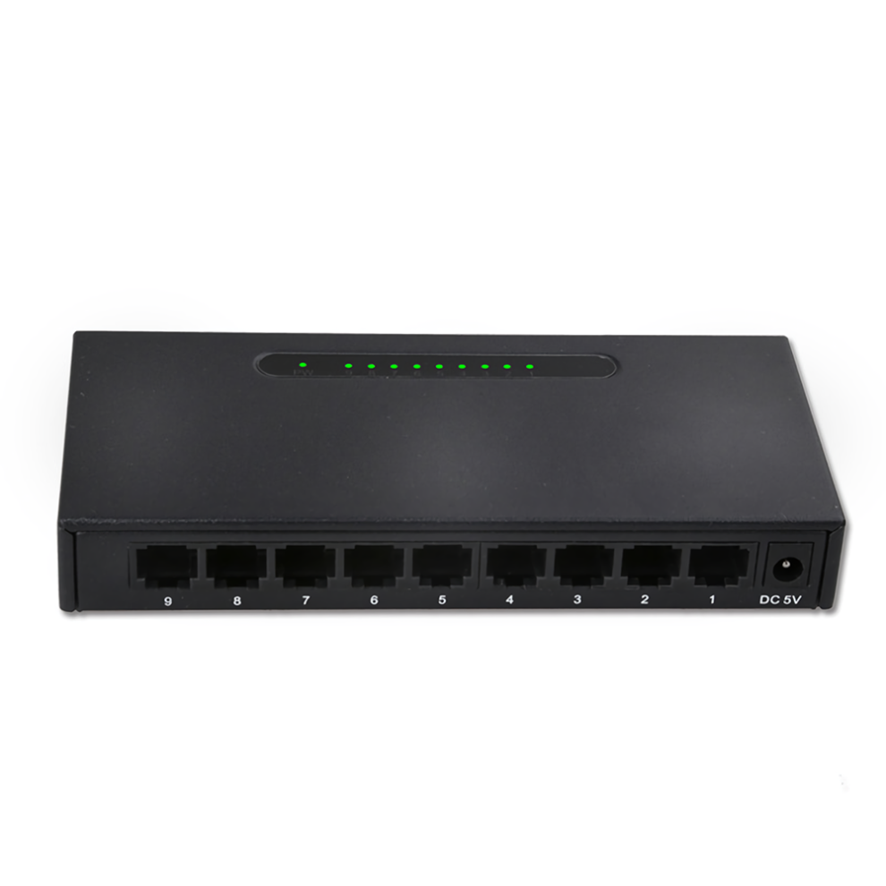 (EU Plug) 9-Port 100M Ethernet Switch RJ45 Network Cable Hub Ethernet Splitter for Dormitory Home Monitoring-image-OPC-PJJPT8J-NEW