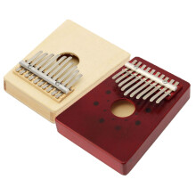 (Wood color) 10 Tone Red/Natural Color Portable Wood Kalimba Thumb Piano Finger Percussion