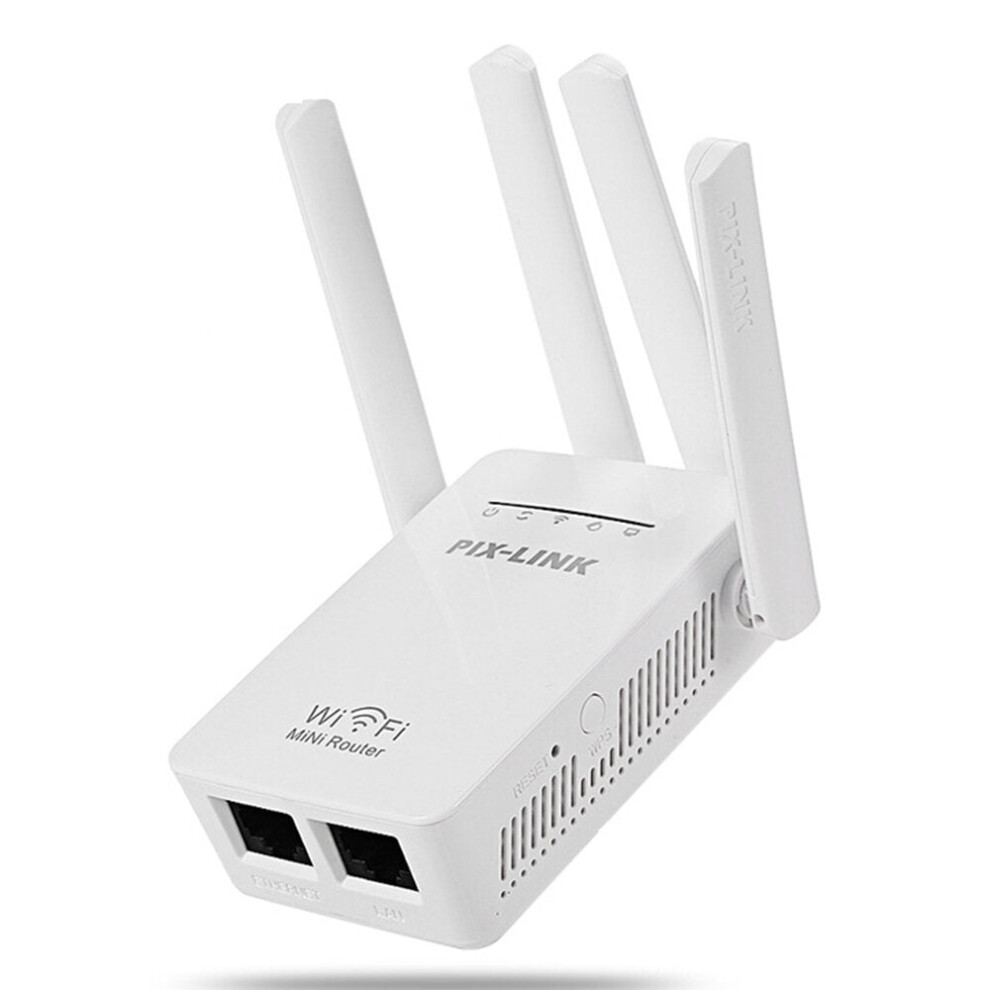 (, Us Plug) Network Repeater Wifi Extender Four Antenna Aignal Amplifier 300M Router Extender Wifi Repeater Wireless Internet Booster Plug Home Black 6112212962022