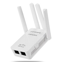 (White, UK Plug) Network Repeater Wifi Extender Four Antenna Aignal Amplifier 300M Router Extender Wifi Repeater Wireless Internet Booster Plug Home