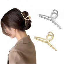 Large Brushed Metal Hair Claw Clips Set of 2