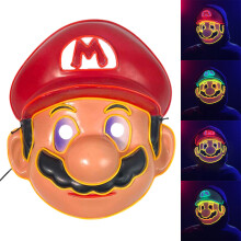 (Red) Halloween Super Mario LED Light Up Mask Cosplay Costume Masks Festival Party Props
