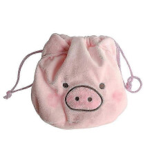 1 Stück niedliche, flauschige Ferkel-Kosmetiktasche, Kordelzugbeutel