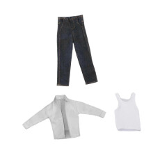 Ensemble chemise et jean bleu déchiré pour figurine articulée à l'échelle 1:12 (15 cm).