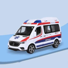 Ambulansbilmodell i skala 1:24, gjuten metallleksak för barn med ljud- och ljusfunktioner