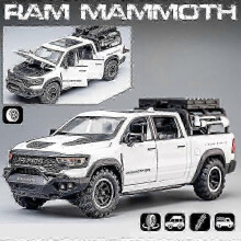 1:32 Dodge RAM Mammoth Pickup Truck Terrängbil i legering Leksaksbilsmodell med ljud och ljus, pull