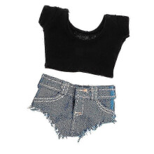 Top corto da donna e jeans attillati in scala 1:6 per action figure da 12 pollici