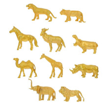 Set di 10 statuette di animali realistici, modelli di animali dorati per collezione, decorazione e tema
