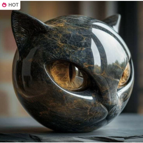 Luxury Black Cat Stone Sculpture