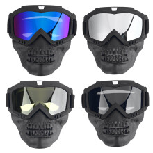 (Transparent) Motorcycle Goggles Detachable Face Mask Anti-dust Snow Rain Protection Cycling Off-Road Eyewear