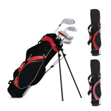 (Pink, S) Children's Golf Bag Golf Support Ultra Light Stand Portable Large Capacity Double Shoulder Strap For Boy Girl 3-12 Years Old