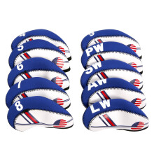 (Royal Blue, US) 10Pcs/set Golf Club Iron Head Cover Headcover Neoprene Protect Set National Flag Headcover