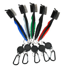 (Grey) Double Sided Portable Retractable Zip-line Golf Club Brush Wedge Cleaner Cleaning Brush