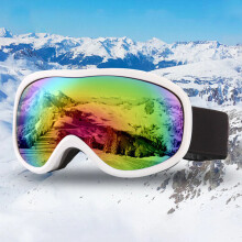 (Color Black) Unisex Double-layer Ski Goggles Large Field of View Spherical Professional Dual-lens Anti-fog Windproof Goggles