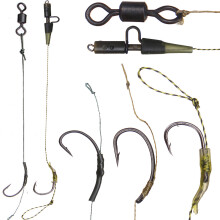 (6#) 2PCS High Carbon Steel Fishing Hook Rigs Ring Swivels Lead Clip Freshwater