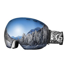 (Orange Red) Unisex Double-layer Ski Goggles Spherical Professional Dual-lens Anti-fog Windproof Goggles