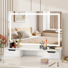 Large LED Lighted Hollywood Mirror Vanity Make up Mirror with 2 Drawer