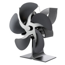 (Black) 210CFM 5 Blades Stove Fan Heat Powered Saving Fireplace Eco Fan Burner