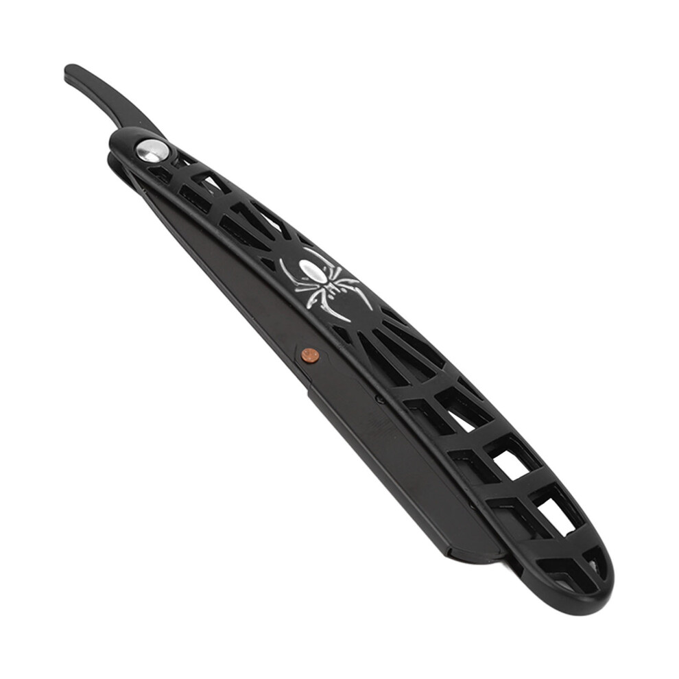 Stainless Steel Straight Edge Razor Holder with White Spider Design-image-OPC-PJJQW7C-NEW