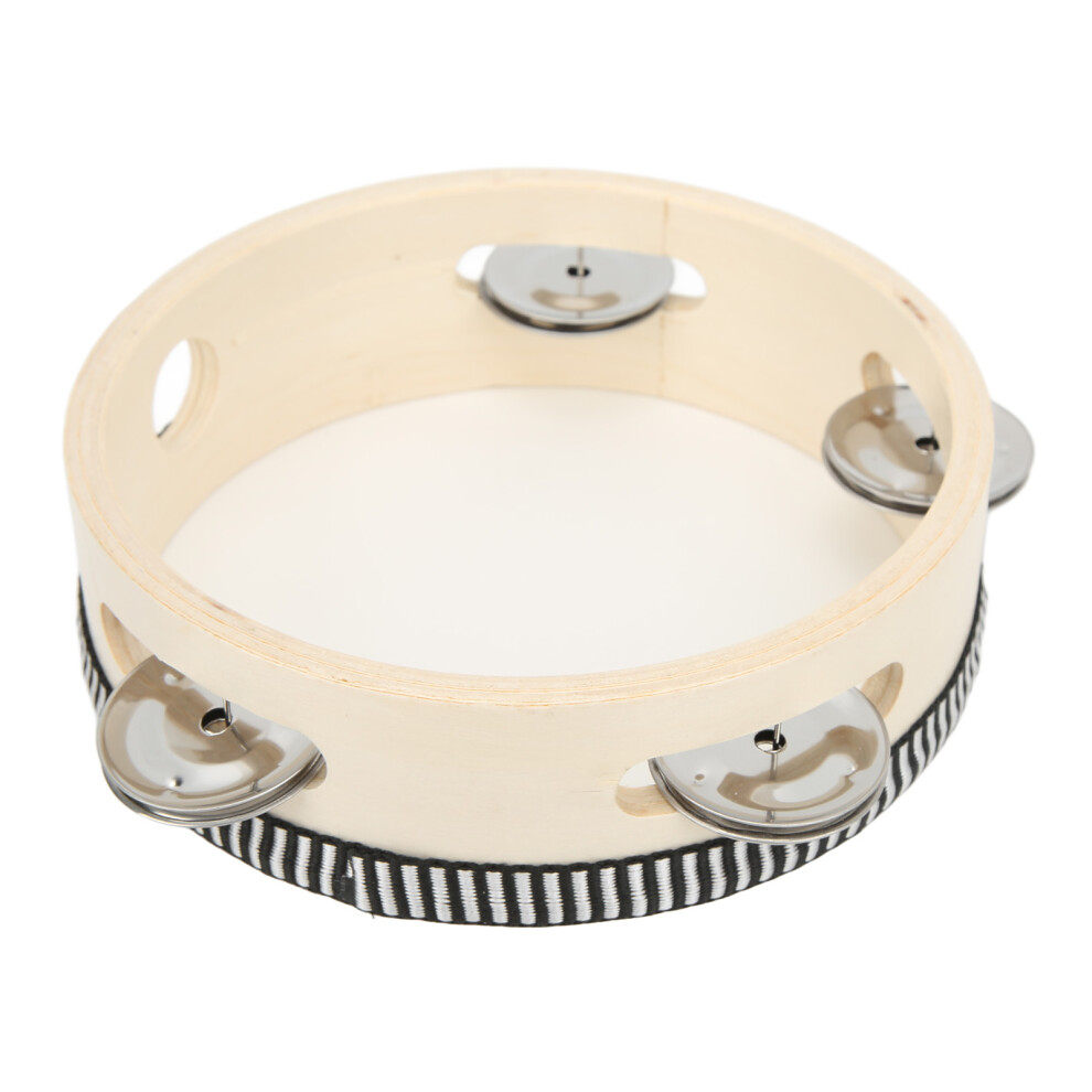 Handheld Tambourine Wooden 154mm Polyester Crisp