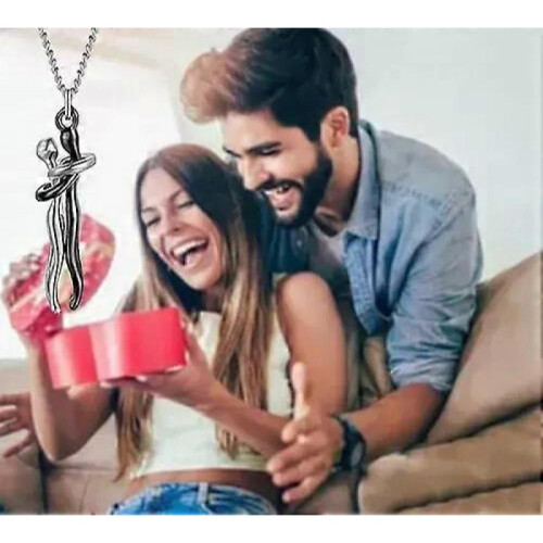 (silver black)1PCS Couples necklace, hug necklace, couples gift 2
